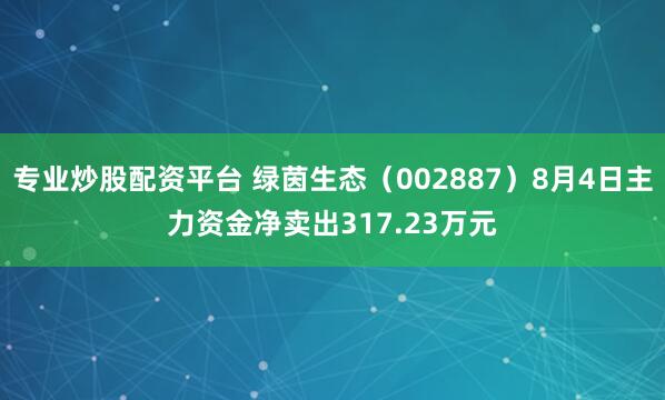 专业炒股配资平台 绿茵生态（002887）8月4日主力资金净卖出317.23万元